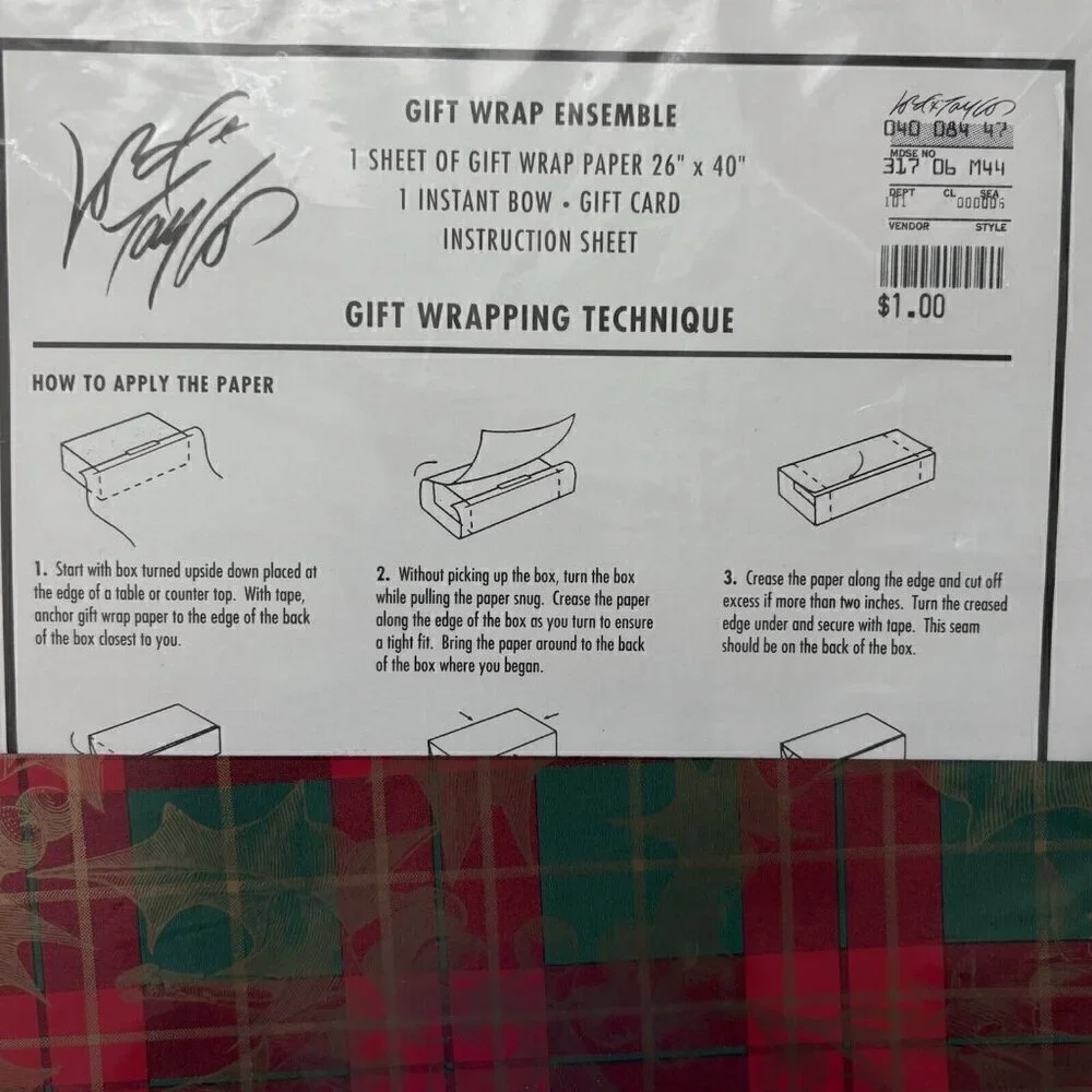 VTG 90s CHRISTMAS Happy Holidays Gift Wrap Ensemble Lord & Taylor NEW